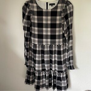 1. State Black and White Plaid Dress, Size M